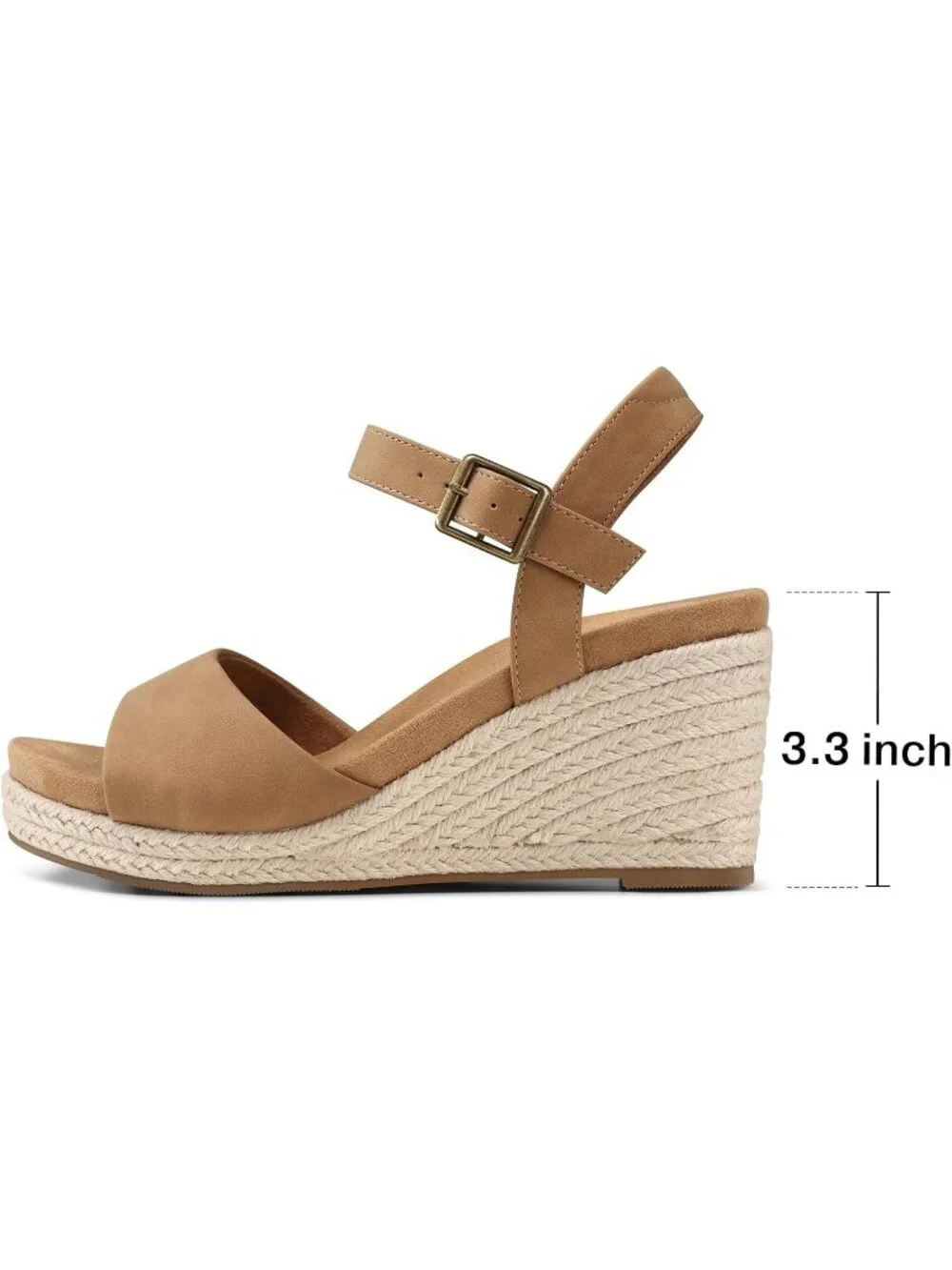 Women's Khaki Comfortable Adjustable Ankle Strap with Buckle Heel Sandals